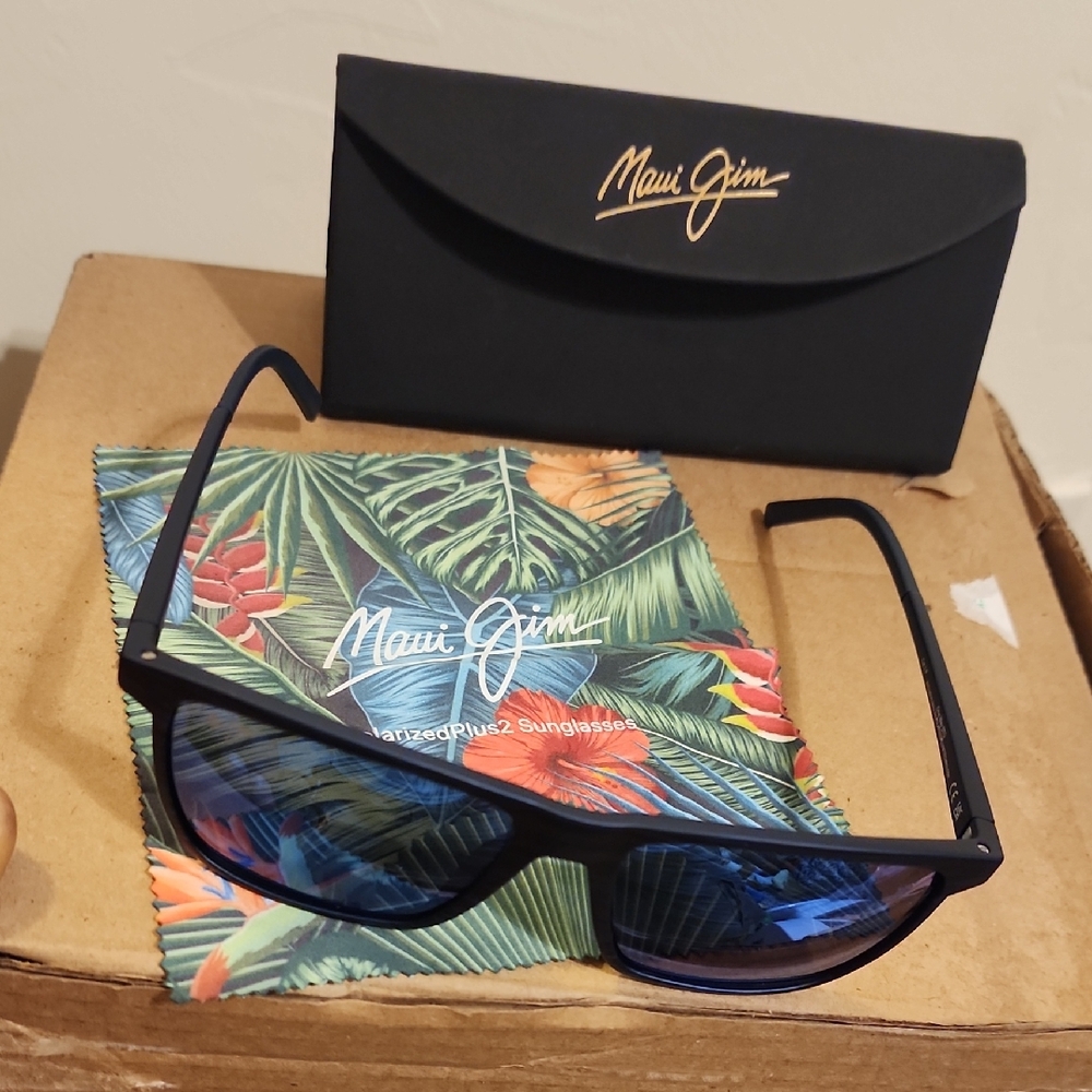 Maui Jim Black Frame Sunglasses with Blue Lenses